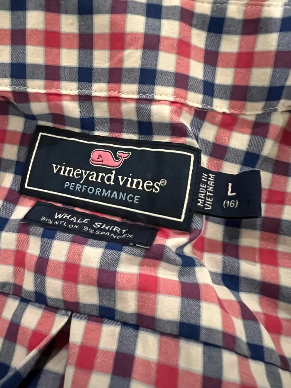 Vineyard Vines Pink and Navy Gingham Button-Down Shirt 🐋 - Picture 7 of 11